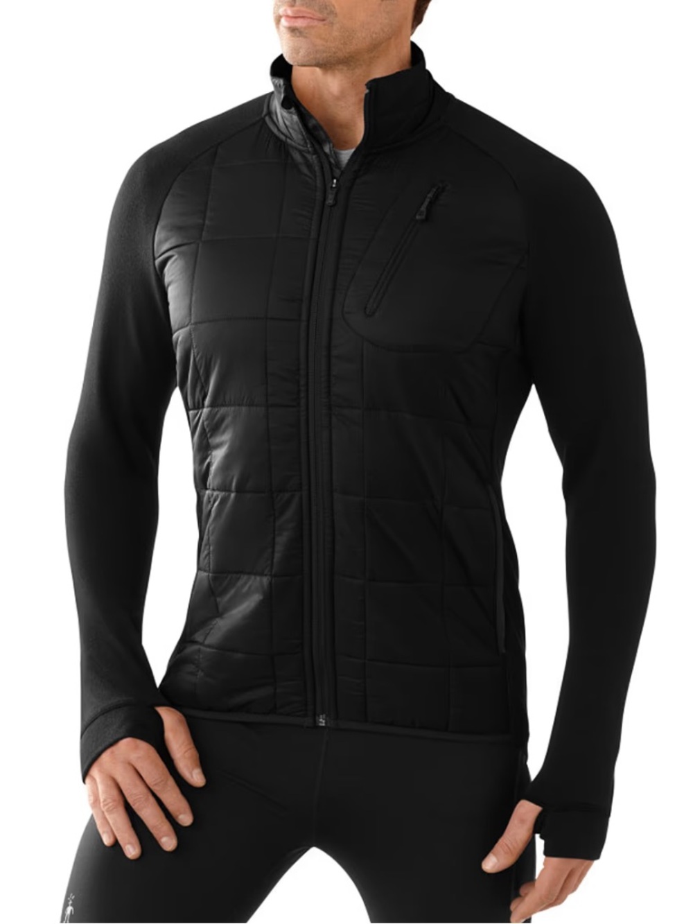 Smartwool Mens PhD SmartLoft Divide Jacket Black Quilted Merino Full Zip Medium